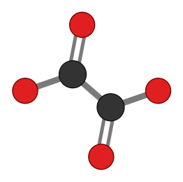 Oxalate ion: the same two carbons with no hydrogens; two oxygens carry a negative charge