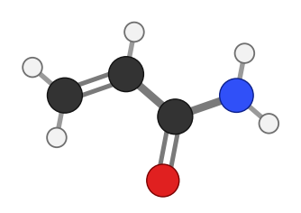 Acrylamide: a C=C double bond next to an amide group; every hydrogen shown
