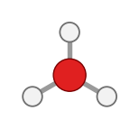 Hydronium ion, H3O+: an oxygen holding three hydrogens
