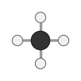 Methane, CH4: one carbon with four hydrogens