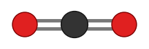 Carbon dioxide, CO2: a carbon with a double bond to an oxygen on each side