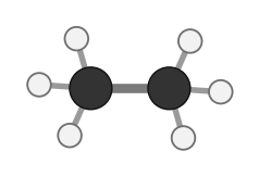 Ethane, C2H6: two carbons, each with three hydrogens