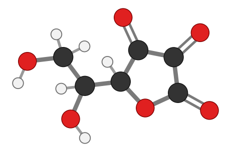 Dehydroascorbic acid: the same ring with the two OH carbons now both C=O; every hydrogen shown